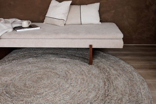 Interieur05 Rond wollen vloerkleed Gapo Grijs/Bruin Gemeleerd - 220 x 220 cm - vtwonen shop