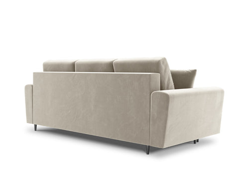 Cosmopolitan Design Slaapbank met opbergdoos Kyoto 3-zits, flueel, lichtbeige - 100x235x88cm