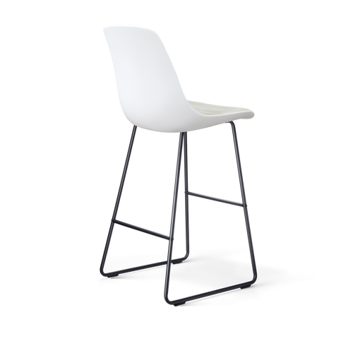 Nolon Nino-Liv Barkruk Wit met Naturelbeige Zitkussen Zwarte Poten 75 Cm