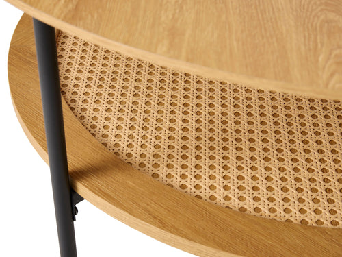 Rebellenclub Salontafel Berley - ¿80 cm - Eiken met Rattan