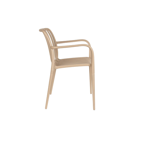 Housecraft Living Amae Tuinstoel Armleuning Kunststof Beige - Set van 4