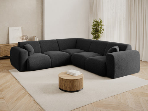 Cosmopolitan Design Symmetrische hoekbank Nolio 5-zits, chenille zwart - 252x252x72cm