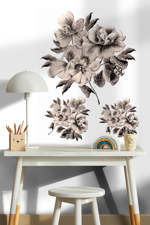 Sanders & Sanders muursticker bloemen lichtbeige - 85 x 65 cm - 600279