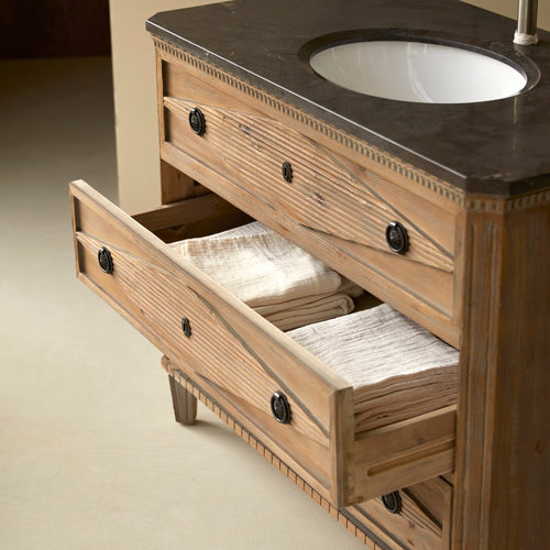 Tikamoon Massief grenen en stenen badkamermeubel 100 cm - Naturel - vtwonen shop