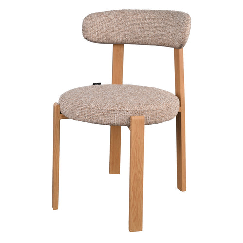 DÉJA Living Eetkamerstoel Lagan - Taupe/Naturel Stof - Set van 2 - vtwonen shop