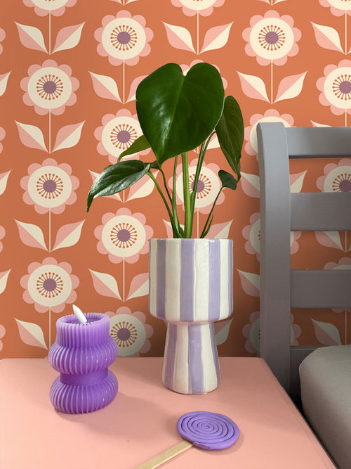 ESTAhome behang bloemen terracotta oranje - 50 x 900 cm - 131865