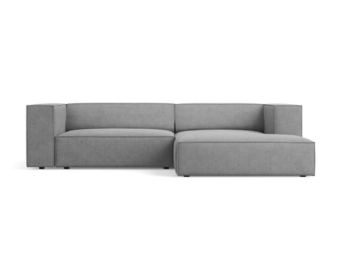 Cosmopolitan Design rechter hoekbank Arendal 3-zits, chenille met ribbeleffect, donkergrijs - 166x224x70cm