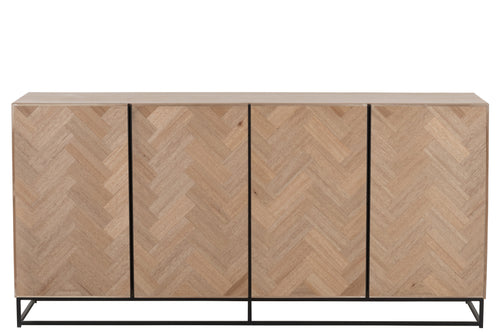 J-Line dressoir 4 Deuren Zigzag - hout/metaal - naturel/zwart - vtwonen shop