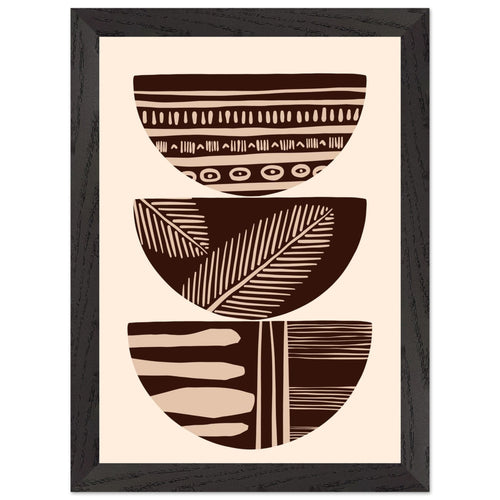 Artfulprints Poster met Lijst Boho – Patterned stack   - A4 21x29.7 cm - Bruin