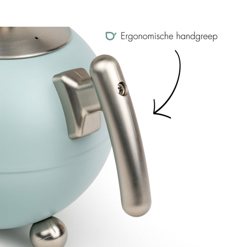 Bredemeijer - Duet® Bella Ronde – Dubbelwandige Theepot – 1,2 liter - RVS - Lichtblauw - vtwonen shop