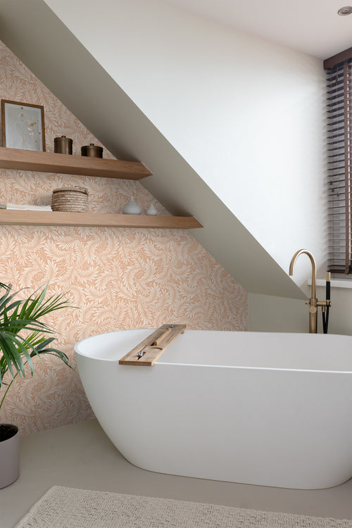 ESTAhome behang bladeren licht terracotta - 50 x 900 cm - 131141 - vtwonen shop