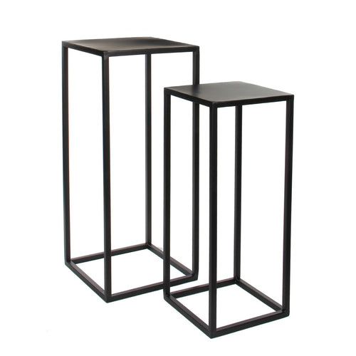 Mica Decorations Goa Bijzettafel - Set van 2 - L30 x B30 x H70 cm - Metaal - Zwart