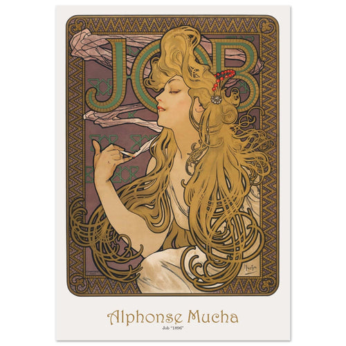 Artfulprints Poster met Lijst Alphonse Mucha - Job   - 50x70 cm - Bruin