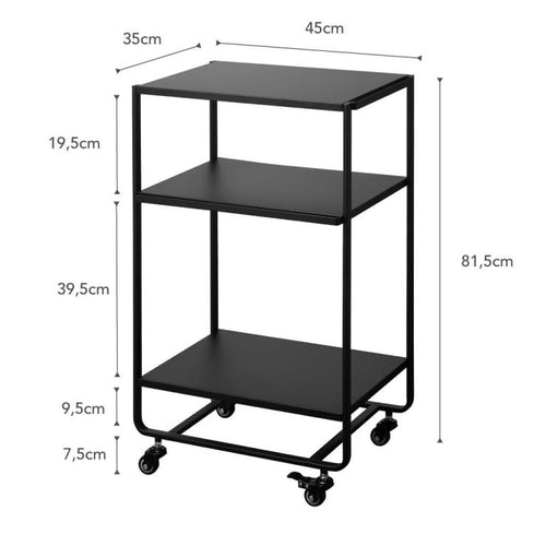 Yamazaki Keukentrolley - 3 niveaus - Tower - Zwart - vtwonen shop