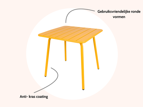 MaximaVida metalen vierkante tuintafel Max 80 x 80 cm okergeel - vtwonen shop