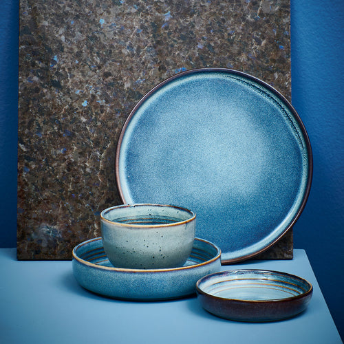Ona - Plat bord 27cm blauw Duna - Set van 4