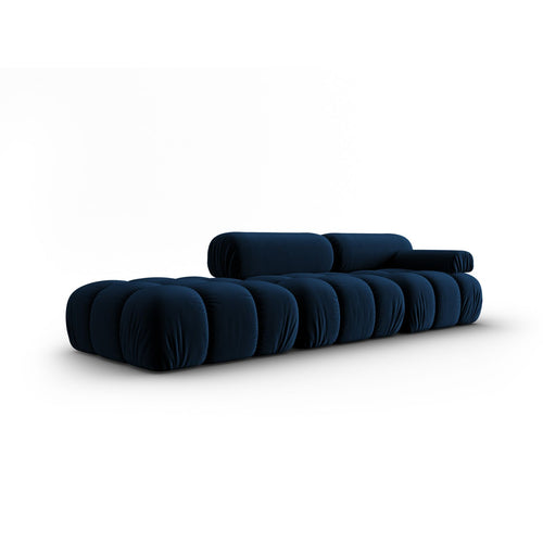 Cosmopolitan Design - Linker modulaire bank Cortina 4-zits, flueel koningsblauw - 94x282x70cm