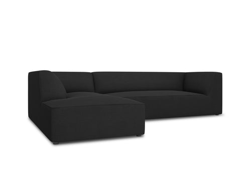 Micadoni linker hoekbank Ruby 4-zits, structurele stof, zwart - 180x273x69cm