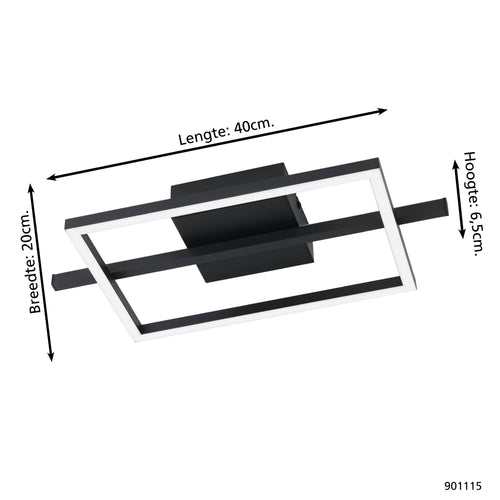 EGLO plafondlamp Amandolo - led - 40 cm - zwart/wit - instelbaar rgb