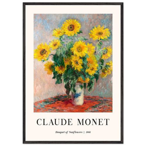 Artfulprints Poster met Lijst Claude Monet - Bouquet of sunflowers   - 70x100 cm - Geel