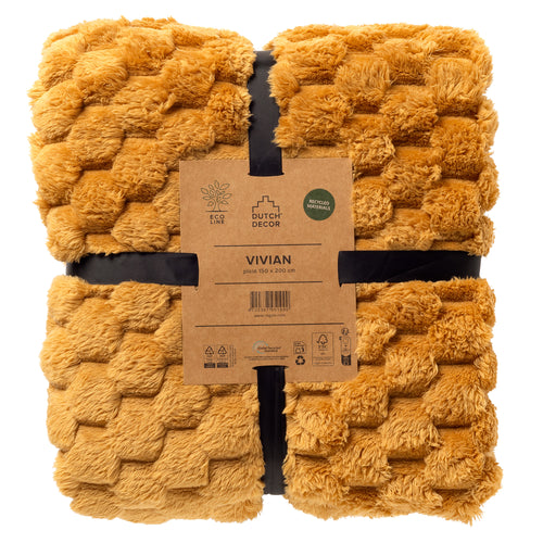 VIVIAN - plaid 150x200 cm - superzacht - 100% gerecycled - Chai Tea - geel