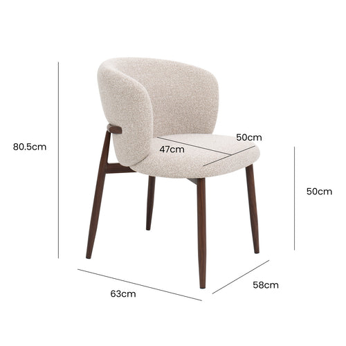 DÉJA Living Eetkamerstoel Varde - Stof - Beige/Beige - Set van 2