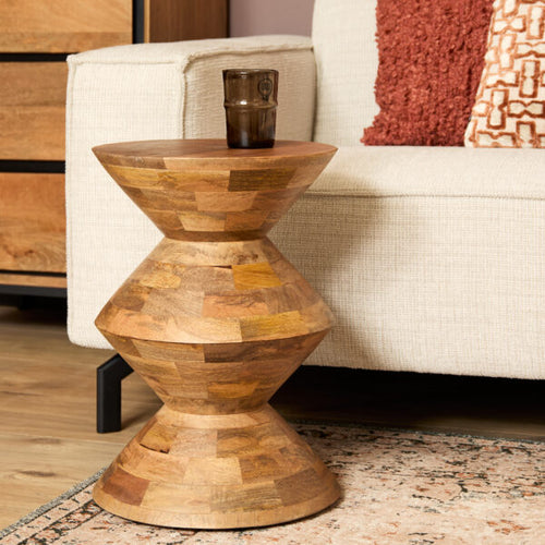 StarFurn Bijzettafel Abel - Rond Naturel Hout - 33x33x45cm