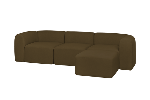 noo.ma Flom 3-zits hoekbank modulair - Gold Olive, soft zitcomfort