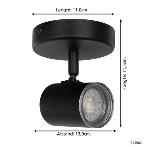 EGLO spot Consuma 1 - gu10 - 11 cm - zwart - vtwonen shop