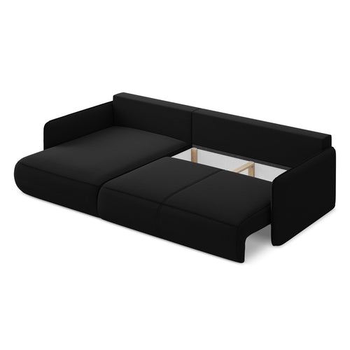 LaMiaSofa hoekbank links Palermo - velours - zwart - 240x148x86
