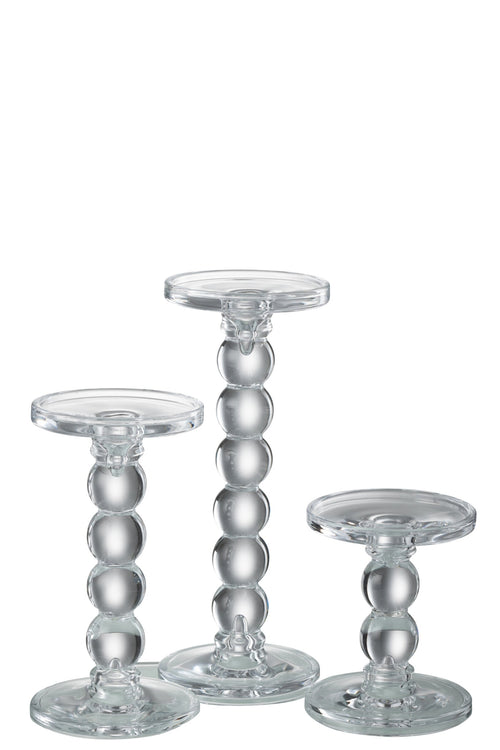 J-Line kaarshouder Druppels - glas - transparant - large