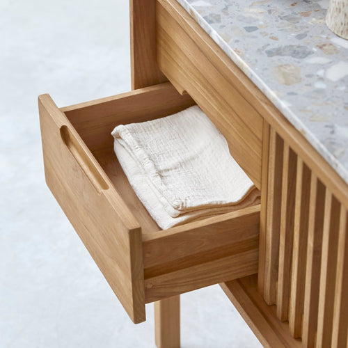 Tikamoon Consoletafel van massief teakhout en premium terrazzo - Naturel