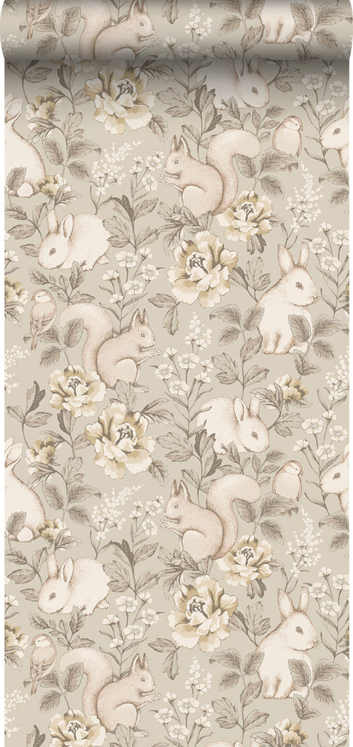 Borastapeter behang vintage bosdieren beige - 53 cm x 10.05 m - 660617 - vtwonen shop