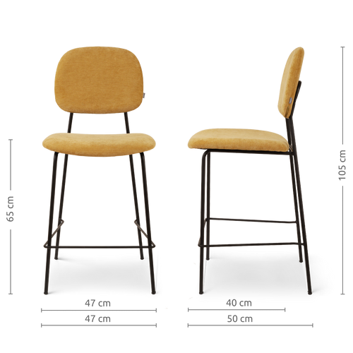 Nolon Jasmijn Barkruk Warm Oker - Zwart - 65 cm