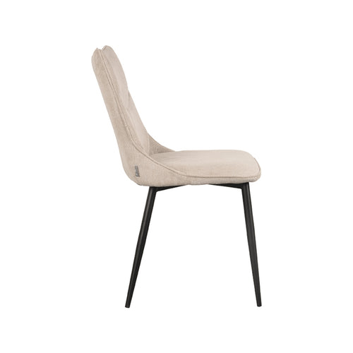 LABEL51 Eetkamerstoel Riv - Naturel Stof - Zithoogte 46cm - Set van 2