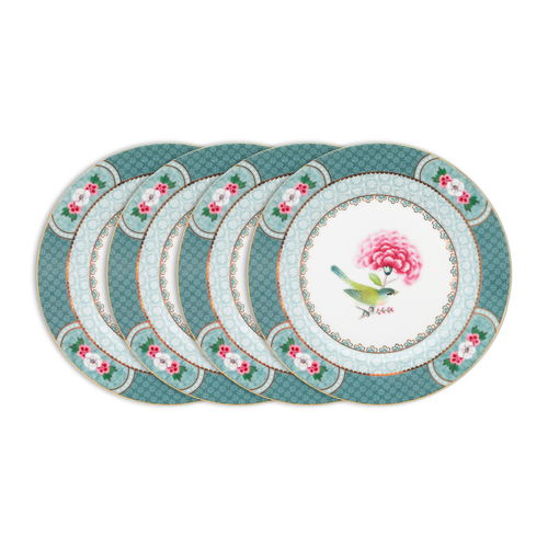 Pip Studio Blushing Birds Gebaksbordjes - Servies - Set van 4 borden - Blauw - 17cm - vtwonen shop