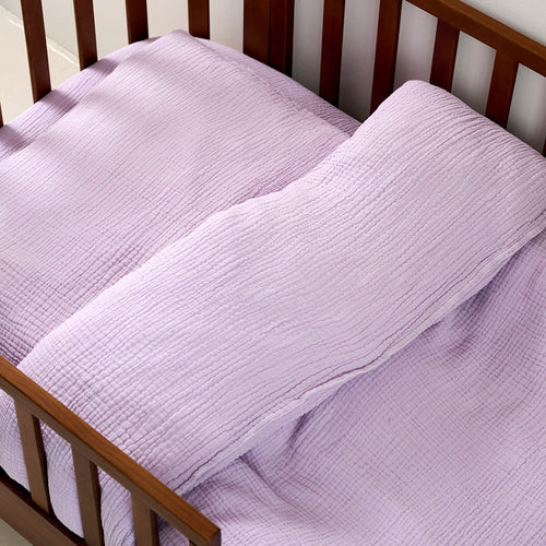 Petite Amélie Dekbedovertrekset – 140x200 cm – Biologisch Mousseline Katoen – Lila - vtwonen shop