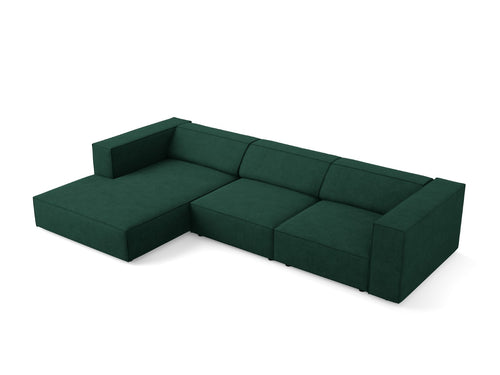 Cosmopolitan Design linker hoekbank Arendal 4-zits, chenille met ribbeleffect, flessengroen - 166x284x70cm