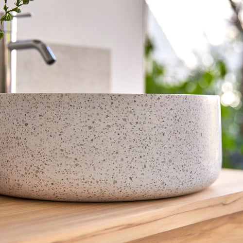 Tikamoon Ronde waskom van wit premium terrazzo ∅ 40 cm - Wit