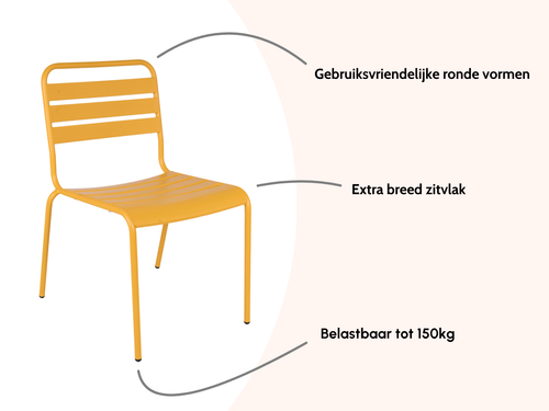 MaximaVida metalen tuinstoel Max XXL okergeel - doos per 2 stuks - vtwonen shop