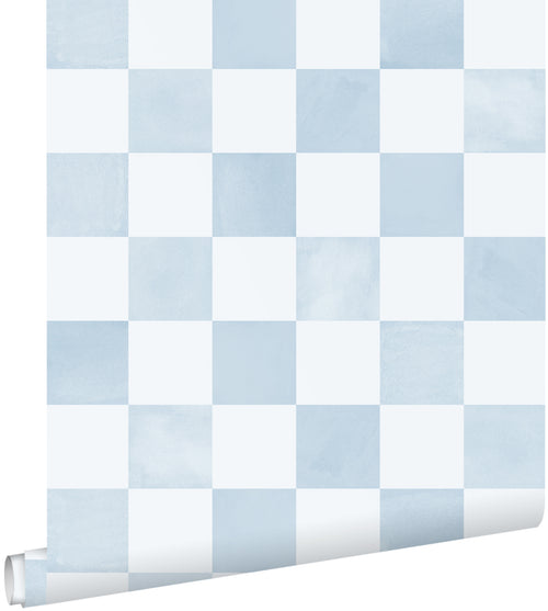 ESTAhome behang geblokt motief blauw - 53 cm x 10.05 m - 131286