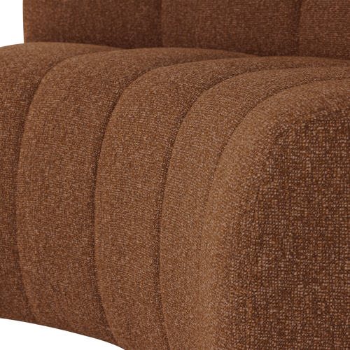 WOOOD eetbank halfronde hoek leuning Mojo - Bouclé - Roestbruin - 83x152x74