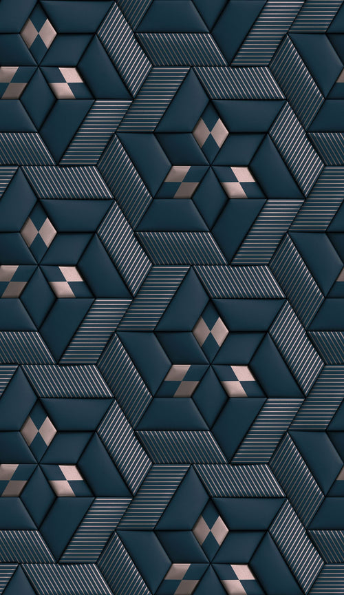 Livingwalls behang 3D-motief blauw en zilver - 53 cm x 10.05 m - AS-391783 - vtwonen shop