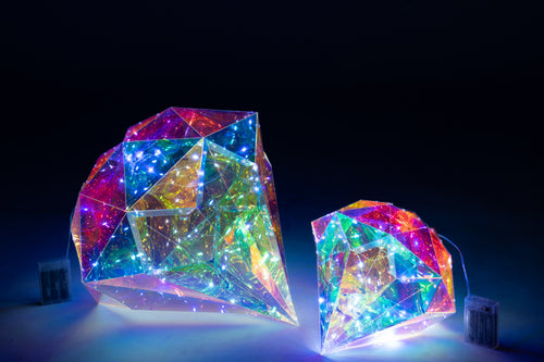 J-Line decoratie Diamant - kunststof - mix - large - LED lichtjes