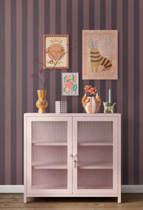 ESTAhome behang strepen donker paars - 50 x 900 cm - 131972
