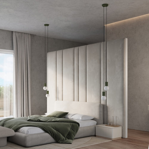 Sollux Lighting Hanglamp HALO 2P olijfgroen - 15x15x120cm
