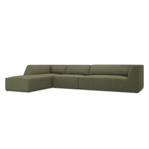 Cosmopolitan Design - Modulaire hoekbank links Siena 5-zits, ribfluwelen groente - 180x366x69cm