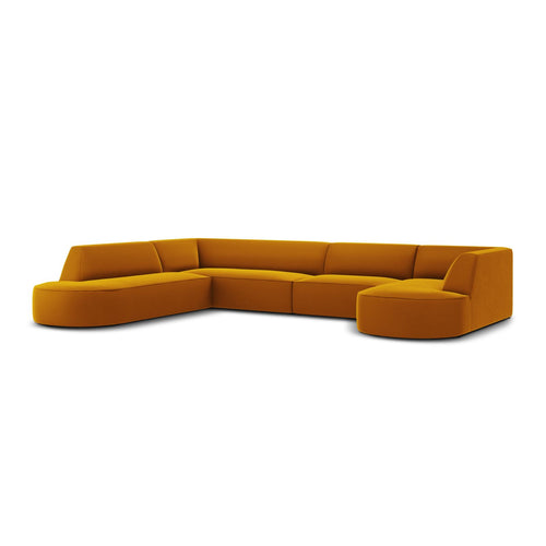 Cosmopolitan Design - Panoramische hoekbank Siena 7-zits, flueel geel - 273x366x69cm