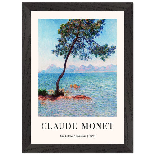 Artfulprints Poster met Lijst Claude Monet - The Esterel Mountains   - A4 21x29.7 cm - Turquoise