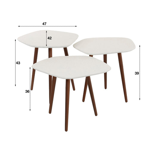 Giga Meubel Salontafel Stone - Marmer Composiet - Set van 2 - 42x47x40cm - Set van 3